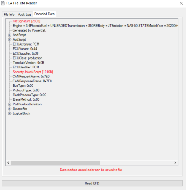 CHRYSLER FCA .efd file reader / extractor EFD to BIN for FCA converter - Image 2